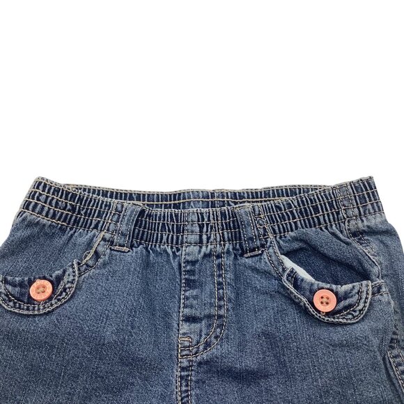 Faded Glory Girls Denim Shorts Size 6 Blue Cotton With Pink Button Accents - Picture 7 of 7